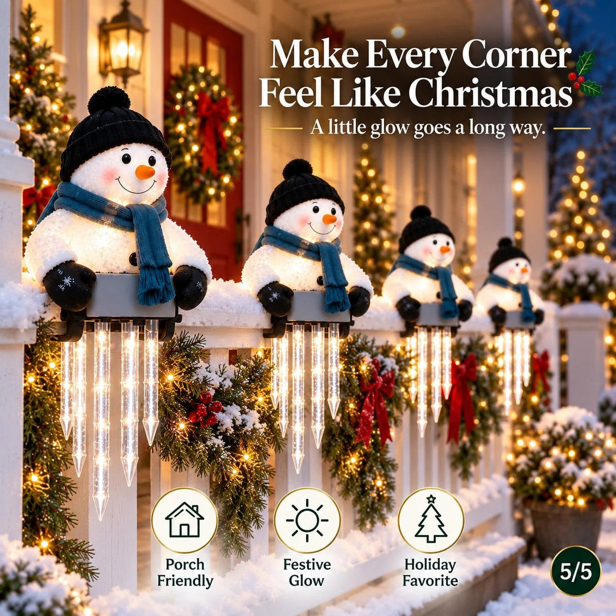 ☃️ Schneemann Weihnachts-Eiszapfenlichter