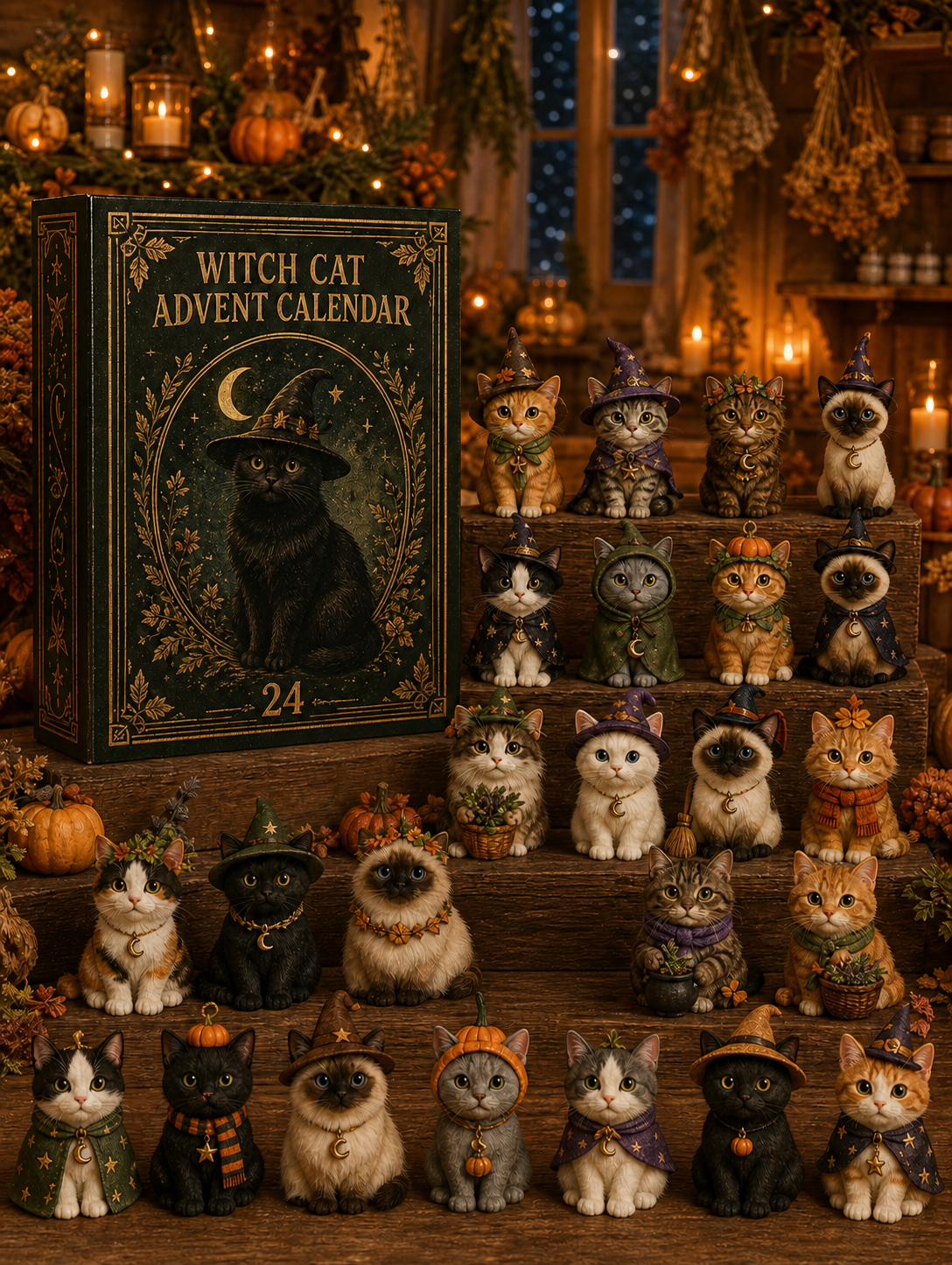 🐱24-Tage-Katzen-Adventskalender 2026 – Weihnachtliche Katzenanhänger