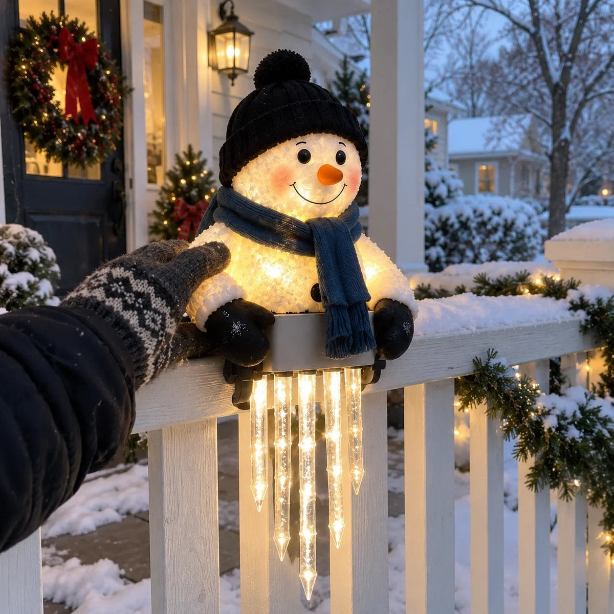 ☃️ Schneemann Weihnachts-Eiszapfenlichter