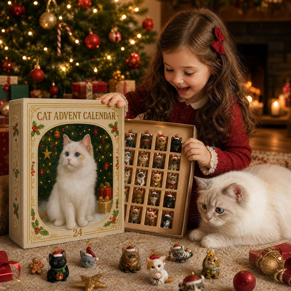 🐱24-Tage-Katzen-Adventskalender 2026 – Weihnachtliche Katzenanhänger