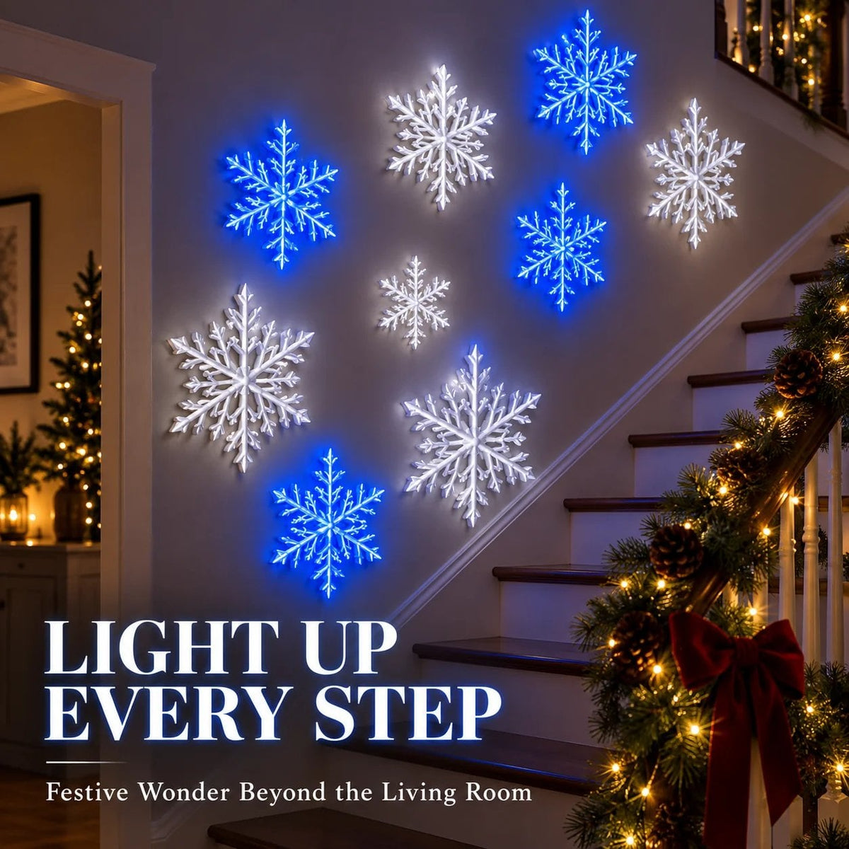 ❄️ 6 Stück LED-Wandleuchten in Schneeflockenform – zauberhafte Weihnachtsdekoration für Ihr Zuhause