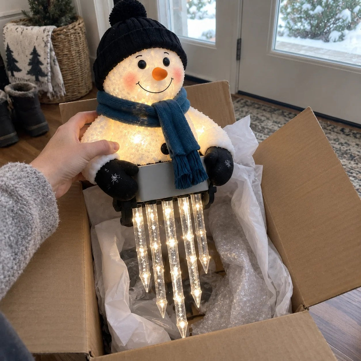 ☃️ Schneemann Weihnachts-Eiszapfenlichter